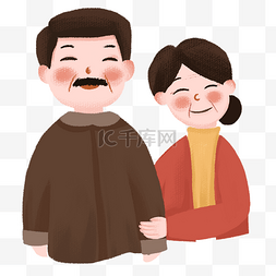 png慈祥图片_手绘卡通年迈的父母png素材