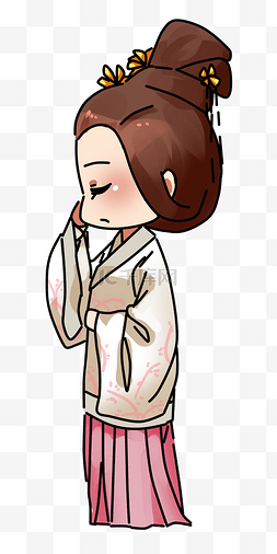 侧面跪坐的人物图片_中国风复古风古风汉服侧面女性角