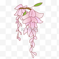 紫藤花长廊图片_手绘粉色花卉