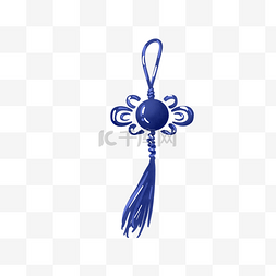 吊绳结图片_蓝色中国结手绘装饰图案