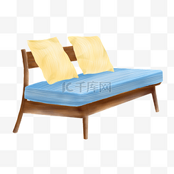 蓝色沙发沙发图片_蓝色的沙发手绘插画