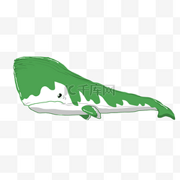 手绘绿色鲸鱼插画