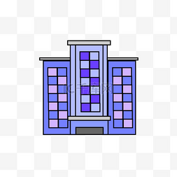 办公大楼卡通图片_蓝色办公大楼建筑插画