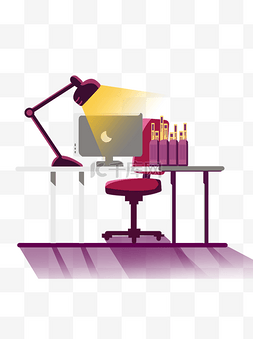 平紫色台灯书桌