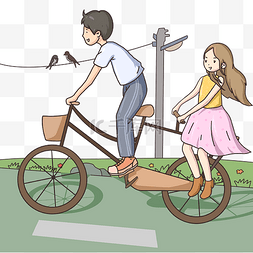 骑自行车的情侣图片_立春骑自行车情侣