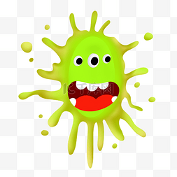 绿色细菌图片_卡通绿色细菌插画