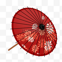 红色花纹古代雨伞