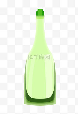 绿色手绘酒瓶图片_手绘立体玻璃瓶子
