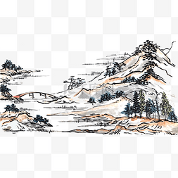 此处东方图片_水墨国画山水东方PNG