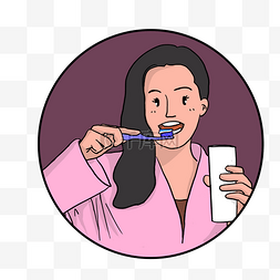 刷牙图片_全国爱牙日长发女孩正在刷牙