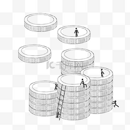 线描金融金币插画