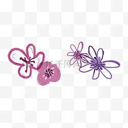 粉色花卉免扣素材图片_粉色紫色花卉涂鸦笔触