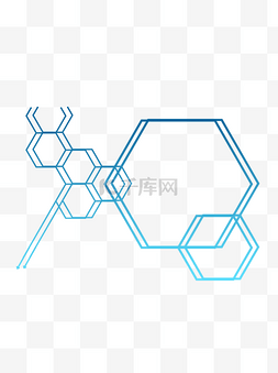 手绘水彩蓝色科技渐变蜂窝不规则