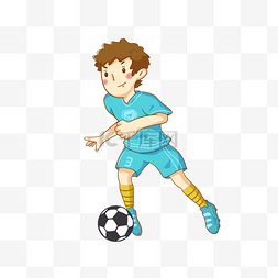 秋季运动会踢足球的少年免抠PNG素