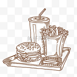 快餐线描素材图片_手绘线描麦记快餐