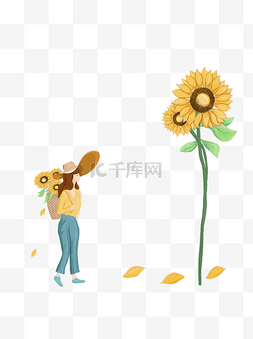 女孩与植物图片_向日葵与女孩