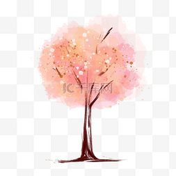 樱花树图片_小清新手绘水彩树木樱花树