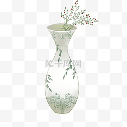 植物花卉花瓶图片_中国古风柳树花瓶