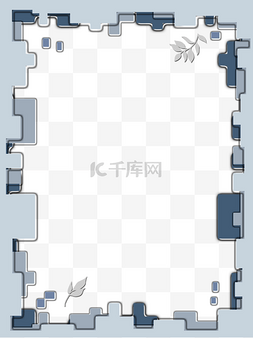 镂空雕刻图片_剪纸不规则蓝色风格边框