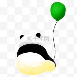 气球的卡通动物图片_可爱大熊猫背面插画