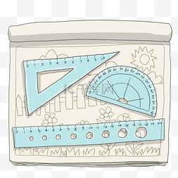 校园文具系列尺子手绘插画