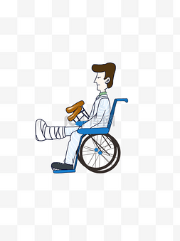 骨折轮椅病人医疗装饰元素