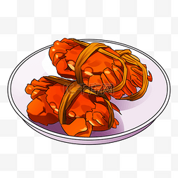 蟹蟹手绘图片_手绘卡通新年美味海鲜
