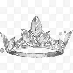 水彩手绘公主银色水晶皇冠