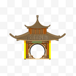 传统建筑手绘图片_手绘免抠中国古亭台