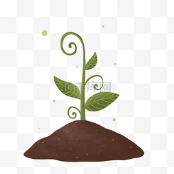 绿色环保插画图片_手绘植物发芽插画