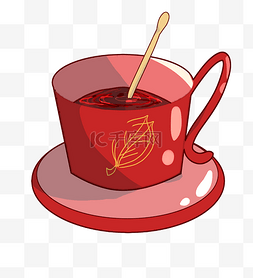 精美咖啡杯图片_红色的咖啡杯插画