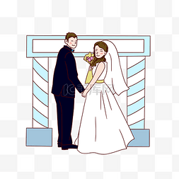 室外婚礼图片_西式婚礼浪漫新人手绘插画