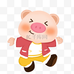 新年财神猪图片_卡通粉色财神猪素材