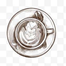 手绘美味咖啡图片_手绘线描咖啡插画