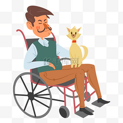 坐轮椅的人物图片_残疾人物和小狗插画