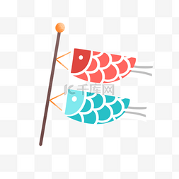 清新背景2图片_可爱日本传统鲤鱼旗