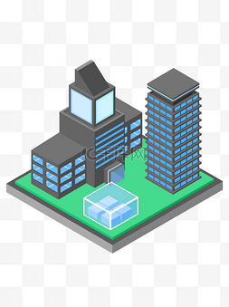 微信商业圈图片_2.5D立体商业大厦建筑元素可商用