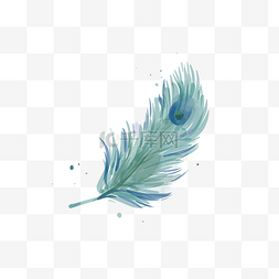 羽毛图片_绿蓝色装饰水彩羽毛