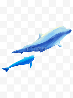 海豚驯养图片_卡通蓝色海豚元素