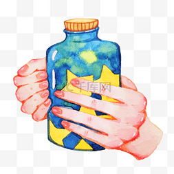 色换图片_拿着瓶子的手掌 