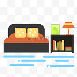 矢量图书本图片_室内家居床和床头柜