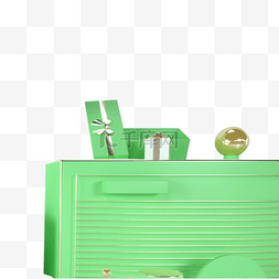 绿色立方体图片_绿色家居箱子免抠图