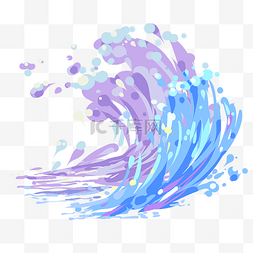 小海豚美人图片_蓝色海浪形状免抠小元素
