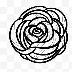 手绘线条玫瑰图片_黑色卡通玫瑰免抠图