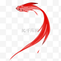 红色鱼鳞图片_水彩风格手绘锦鲤红色