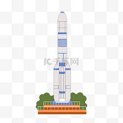 太空矢量图片_矢量扁平卡通火箭