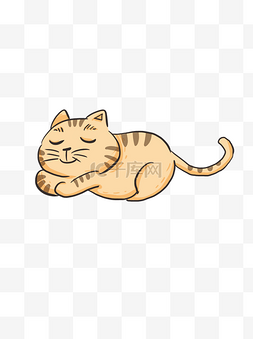 睡觉小猫图片_手绘卡通睡觉的黄色小猫可商用元