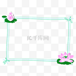 装饰图通用图片_矢量小清新方形荷花边框元素