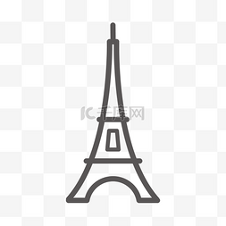 标志性图片_手绘巴黎铁塔建筑旅游景点剪影