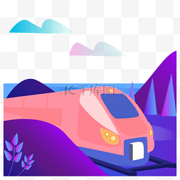 降落伞动画图片_手绘卡通可爱火车列车